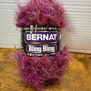 Y2K Bernat Bling Bling Yarn Cabaret Crimson Bulky Knit Crochet Craft 50g 90 yrds